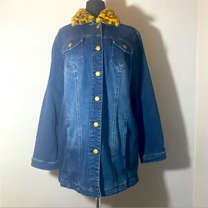 Elongated Denim Jacket Chico’s Removable Collar M